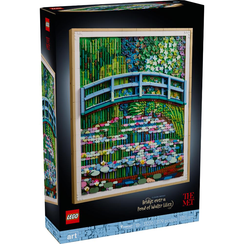 Set LEGO® Art Claude Monet Puente sobre Estanque de Nenúfares como cuadro decorativo construido con piezas