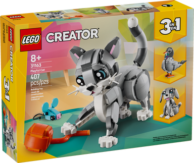 Set LEGO® Creator 3en1 Gato Juguetón con gato, perro y paloma construibles