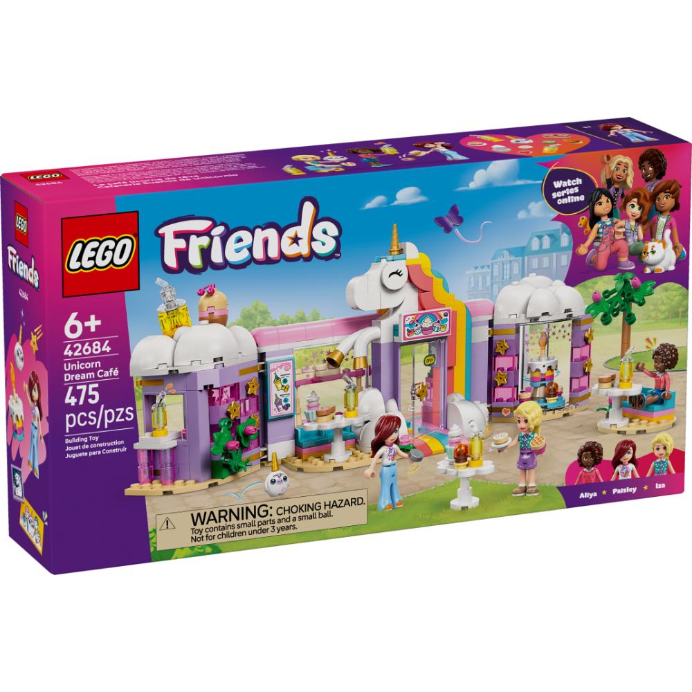 Set LEGO® Friends Cafetería Sueños de Unicornio con minipersonajes, dulces y accesorios de cafetería para construir