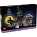 Caja del set LEGO® Ideas Disney Tim Burton: El Extraño Mundo de Jack (21351). Diorama para adultos con 3 escenarios conectables: la Colina Espiral, la casa de Jack Skellington y el ayuntamiento de Halloween. Incluye 8 personajes: Jack, Sally, Santa Atroz, Lock, Shock, Barrel, el perro Zero y el Alcalde con dos caras. Modelo decorativo de 2193 piezas inspirado en la película clásica de Tim Burton.