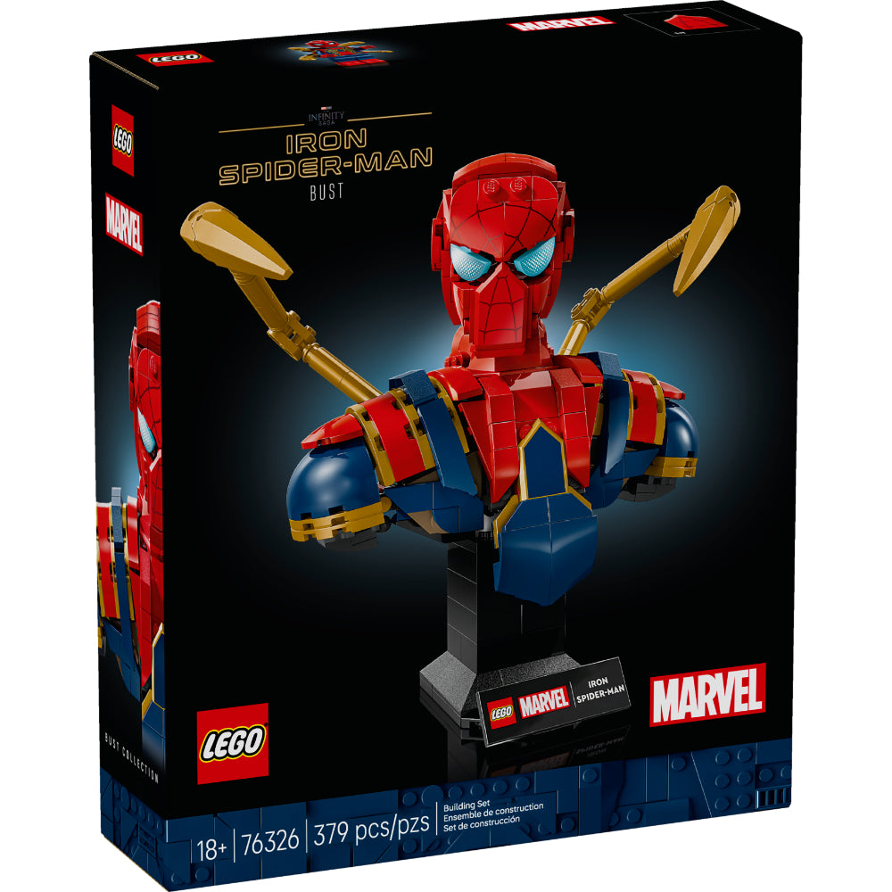 LEGO Marvel Busto de Iron Spider-Man 76326 con brazos mecánicos articulados y minifigura