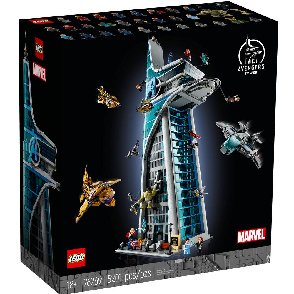LEGO Marvel Torre de los Vengadores 76269 con 31 minifiguras, Quinjet, Leviatán y escenas icónicas del Universo Cinematográfico Marvel