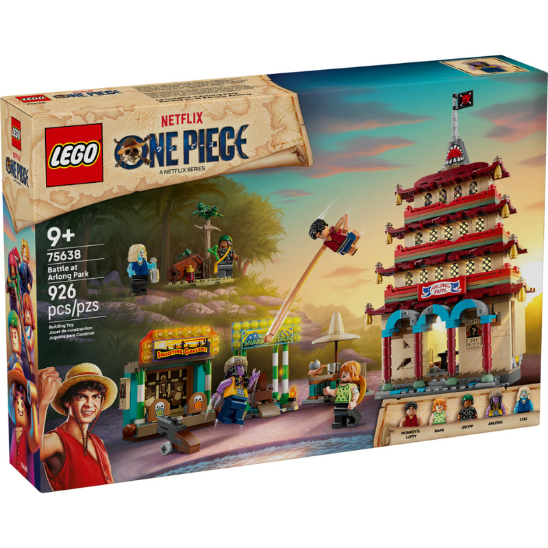 Set LEGO® ONE PIECE Batalla en el Parque Arlong con minifiguras de Luffy, Nami, Usopp, Arlong y Chu