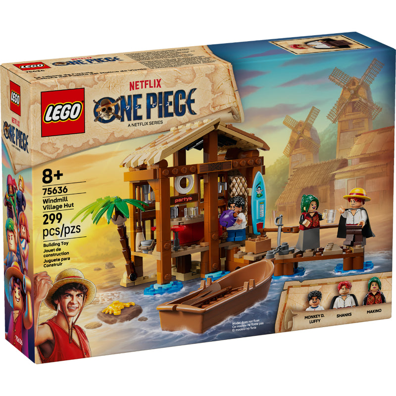 Set LEGO® ONE PIECE Cabaña del Pueblo con minifiguras de Luffy, Shanks y Makino