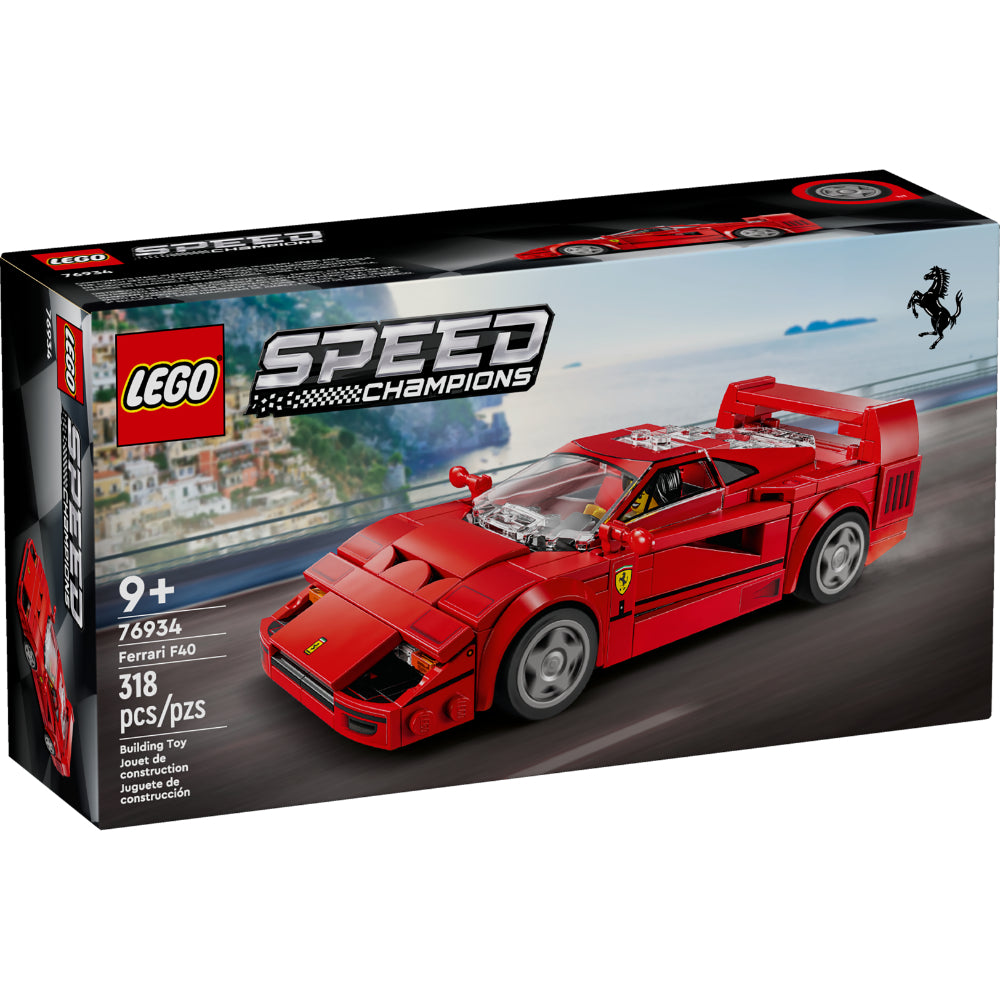 LEGO Speed Champions Ferrari F40 76934 con minifigura de piloto Ferrari y detalles del icónico supercoche