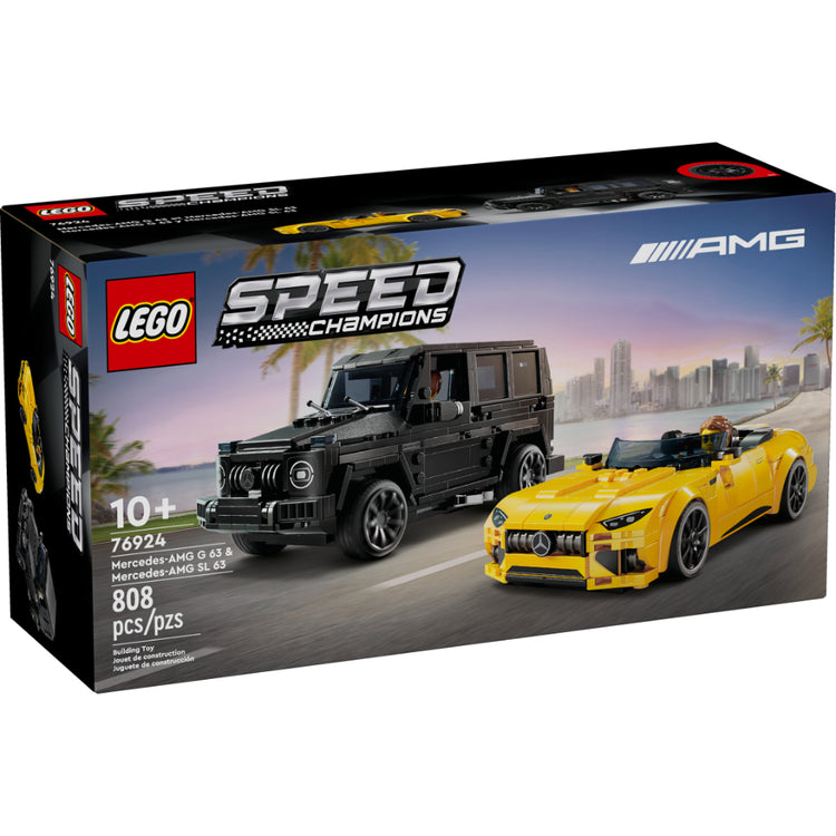 Set LEGO® Speed Champions Mercedes-AMG G 63 negro y Mercedes-AMG SL 63 amarillo con minifiguras