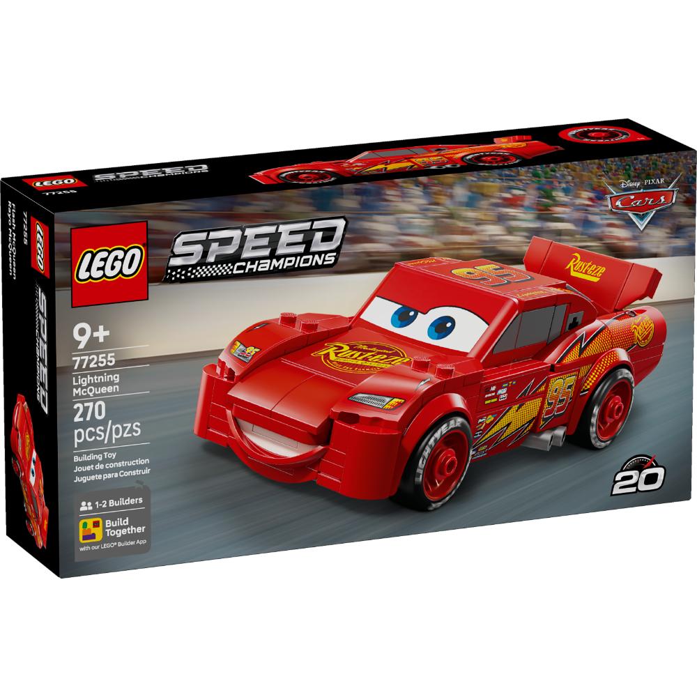 LEGO Speed Champions Rayo McQueen 77255 inspirado en Cars de Disney Pixar con número 95, logo Rust-Eze y detalles auténticos de la película