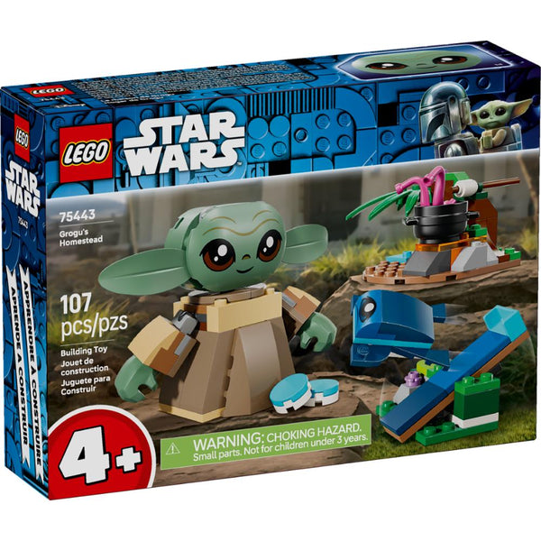 Set LEGO® Star Wars™ Hogar de Grogu 75443 con figura articulada de Grogu, chimenea, catapulta, rana de Sorgan y accesorios inspirados en Star Wars: The Mandalorian™.