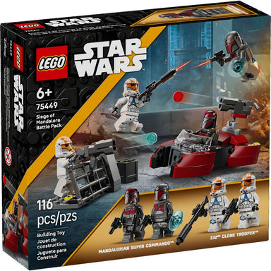 Set LEGO Star Wars 75449 Pack de Combate con 2 supercomandos Mandalorianos, 2 soldados clon de la 332, speeder Mandaloriano, barricada y accesorios inspirado en Star Wars: Las Guerras Clon.