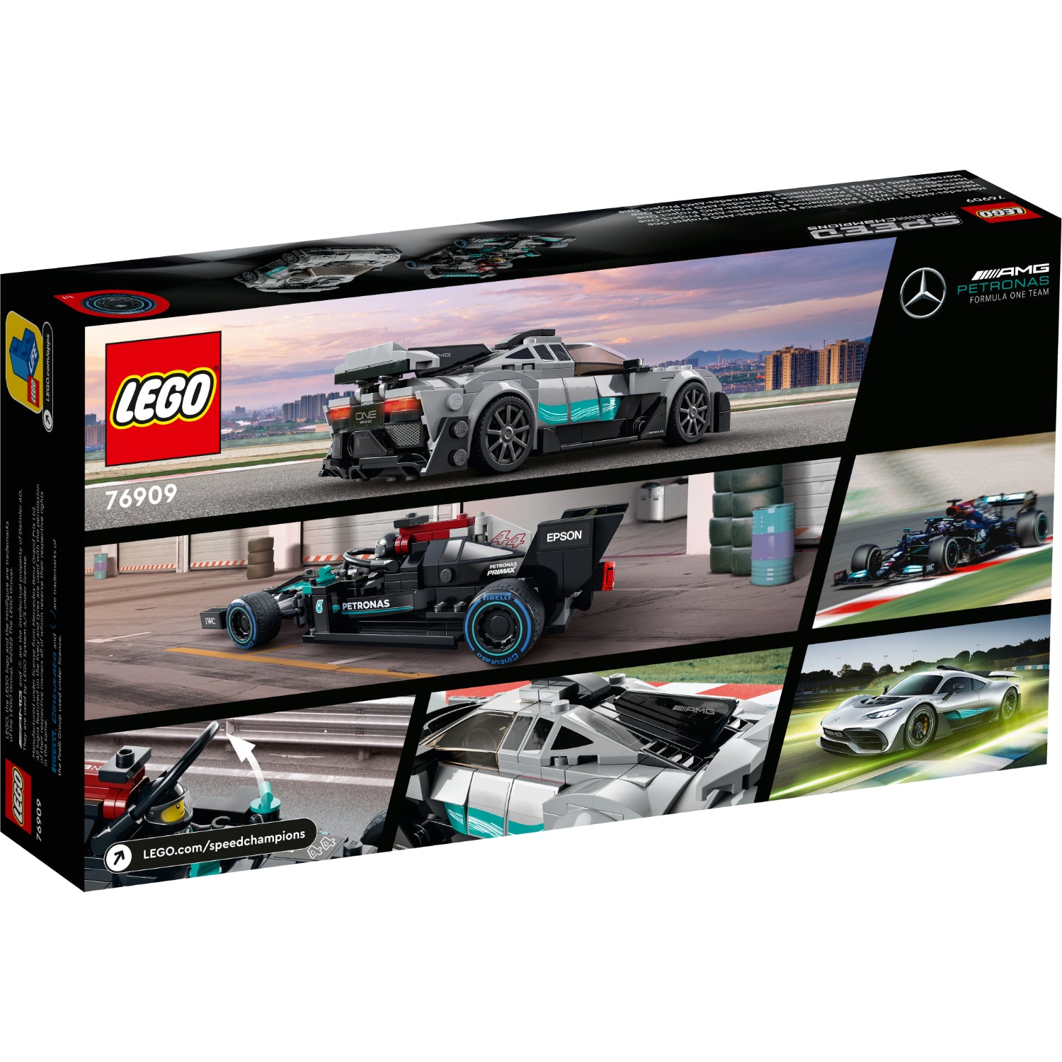 LEGO® Speed Champions: Mercedes-AMG F1 W12 E Performance y Mercedes-AMG Project One (76909)
