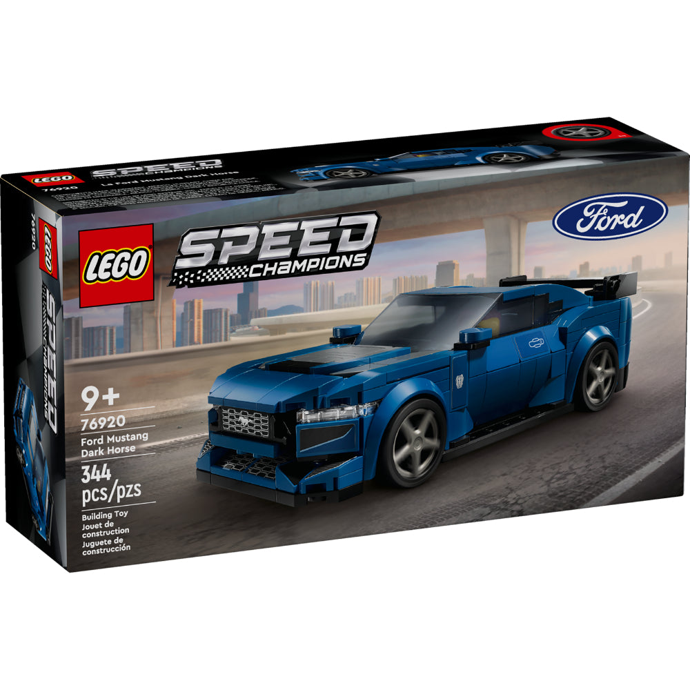 Auto LEGO® Speed Champions Ford Mustang Dark Horse azul con minifigura de piloto