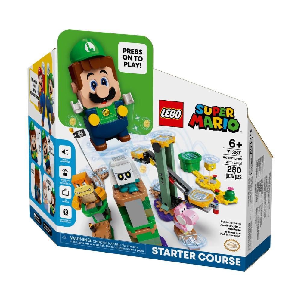 LEGO Super Mario Aventuras con Luigi 71387 con figura interactiva de Luigi, Yoshi Rosa y personajes del videojuego